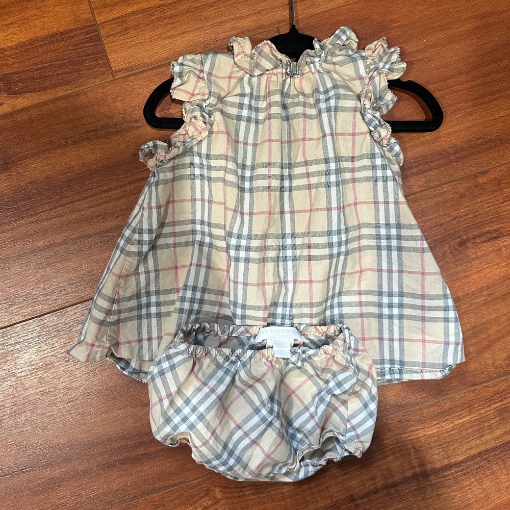 Burberry Kids Plaid Dress and Bloomers - Beige, Pink, Blue